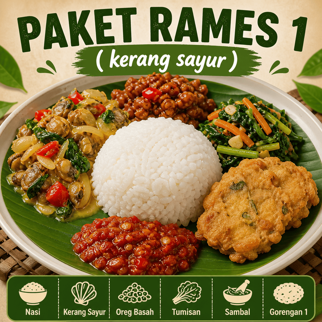 Paket Rames 1 Kerang Sayur